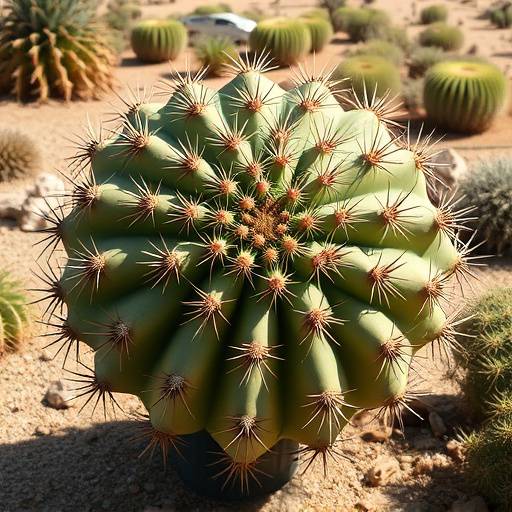Cacto Bola grande com espinhos simétricos