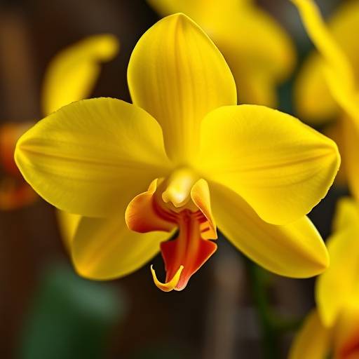 Orquídea Cattleya amarela vibrante em plena floraäão