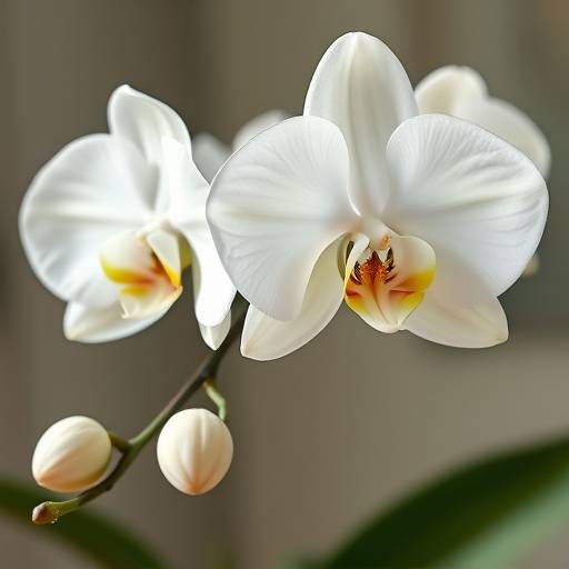 Orquídea Phalaenopsis delicada com flores brancas