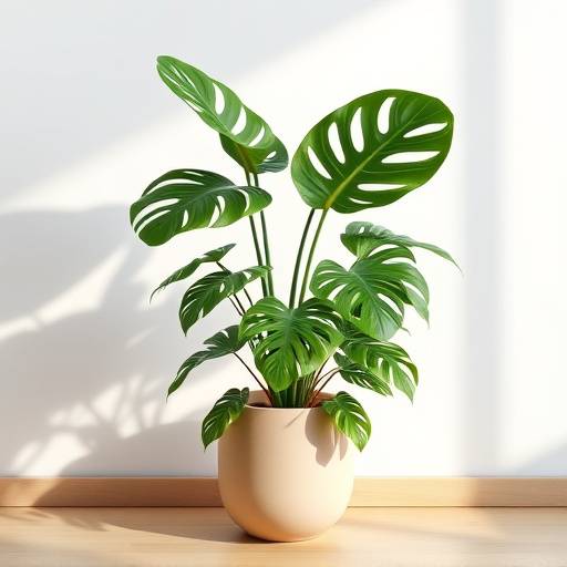 Planta Costela de Adão exuberante em vaso moderno