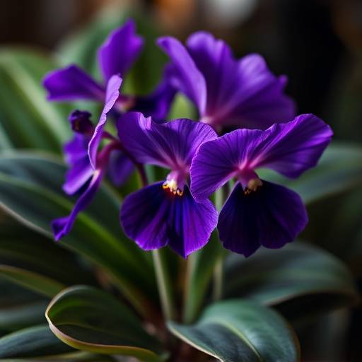 Violeta Africana com flores roxas intensas e folhas aveludadas